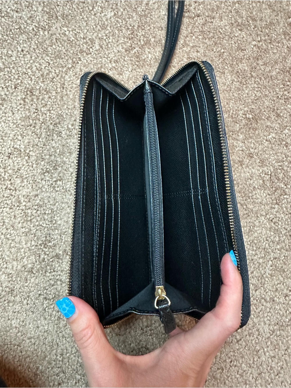 Coach Black Leather Zip Around Wallet with Wristlet - Picture 9 of 10